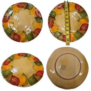 Vintage Italian Pottery Hand Made Italy 10.5” Rustic Decor Plate Autumn Leaves